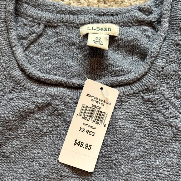 LL Bean Rolled Neck Gray-Blue Sweater - Picture 2 of 4